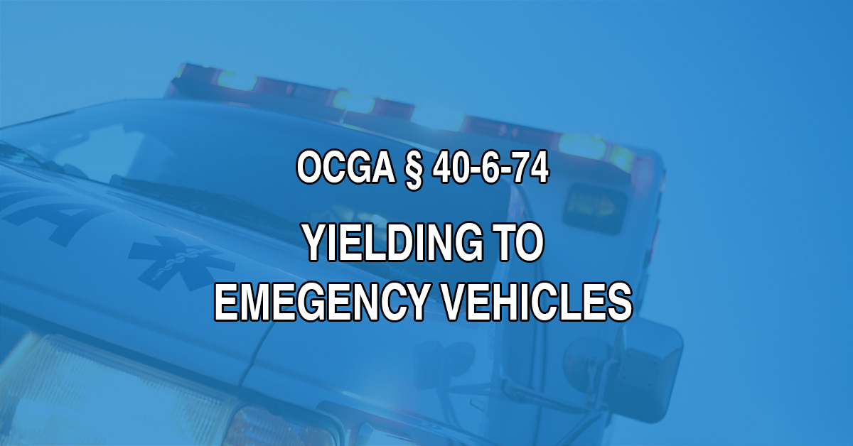 Yielding to emergency vehicles, outlined in Georgia statute 40-6-74, only applies to authorized emergency vehicles that announce themselves correctly. If there is an accident, or delayed emergency services, due to someone failing to yield, that person is liable for the damages.